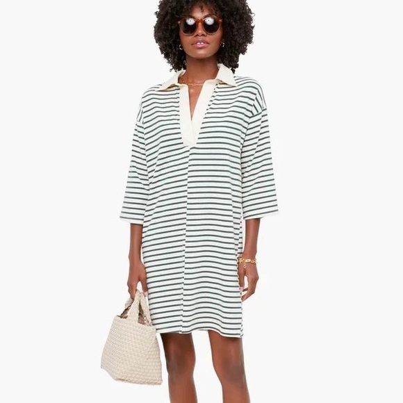 Tuckernuck Dresses & Skirts - Tuckernuck Nautical Green and White (cream?) Striped Dress